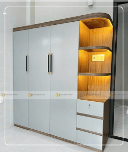 Tủ nhựa quần áo 3 cánh 1 kệ nhựa Ecoplast có đèn LED EC-TNEC25