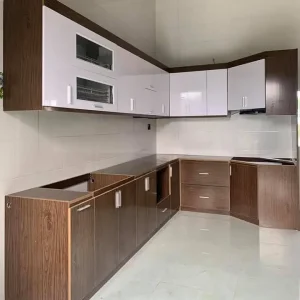 Tủ bếp nhựa Ecoplast chữ L cao cấp hiện đại EC-TBNL19