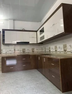 Tủ bếp nhựa Ecoplast chữ L cho biệt thự liền kề EC-TBNL15