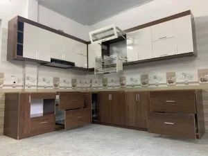 Tủ bếp nhựa Ecoplast chữ L cho biệt thự liền kề EC-TBNL15