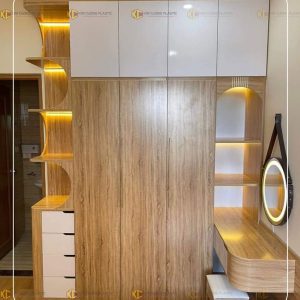 Tủ nhựa quần áo Ecoplast 3 cánh 2 kệ kịch trần kèm bàn trang điểm EC-AR29