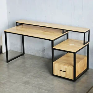 Bàn làm việc chân sắt mặt nhựa Ecoplast có kệ để máy in EC-BLV10