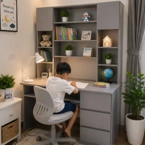 Kệ sách nhựa Ecoplast liền bàn học/bàn làm việc EC-KSN02