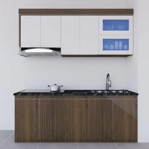 Tủ bếp nhựa Ecoplast chữ I 6 cánh nhỏ gọn cho nhà chật EC-TBNI02