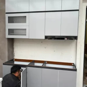 Tủ bếp nhựa Ecoplast chữ I 6 cánh nhỏ gọn cho nhà chật EC-TBNI02