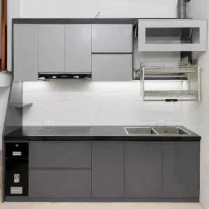 Tủ bếp nhựa Ecoplast chữ I cho phòng khách liền bếp EC-TBNI12