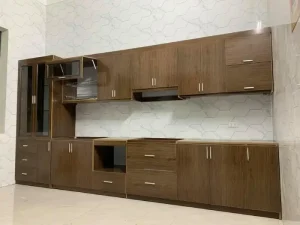 Tủ bếp nhựa Ecoplast chữ I có tủ kính EC-TBNI08