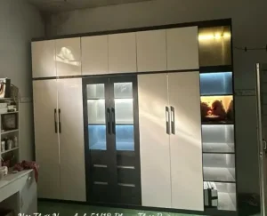 Tủ quần áo 6 cánh 1 kệ có kính LED kịch trần nhựa Ecomi EC-ECM10