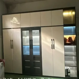 Tủ quần áo 6 cánh 1 kệ có kính LED kịch trần nhựa Ecomi EC-ECM10