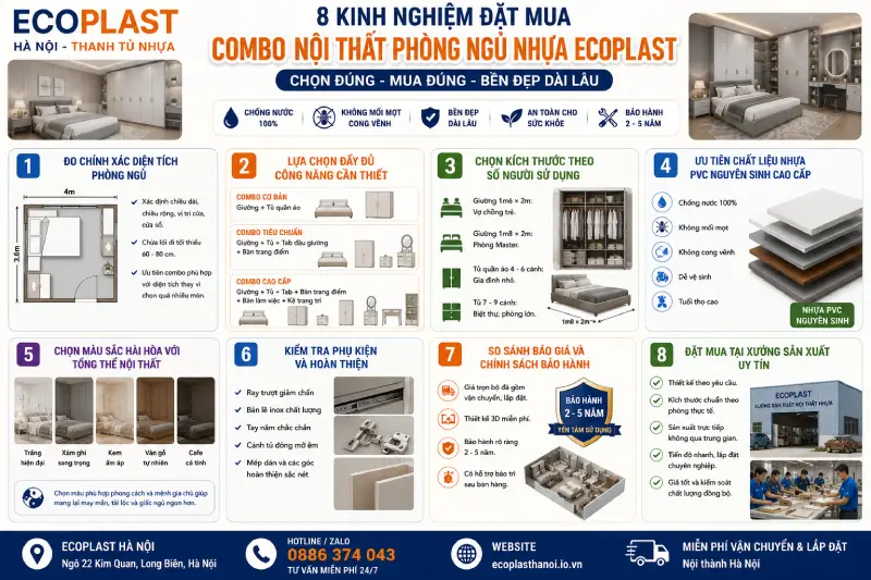 8 Kinh nghiệm đặt mua combo nội thất phòng ngủ nhựa Ecoplast