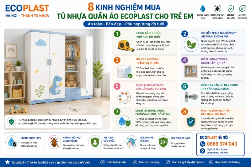 8 Kinh nghiệm mua tủ nhựa quần áo Ecoplast cho trẻ em