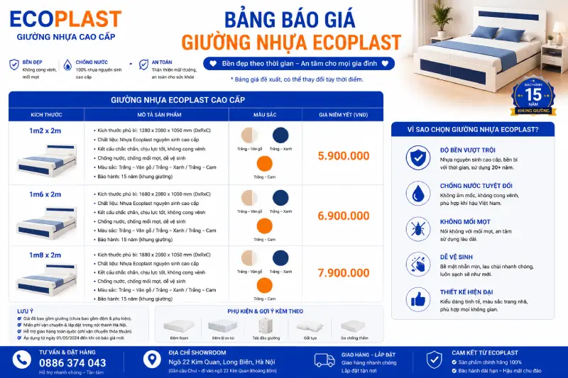 Bảng báo giá giường nhựa Ecoplast