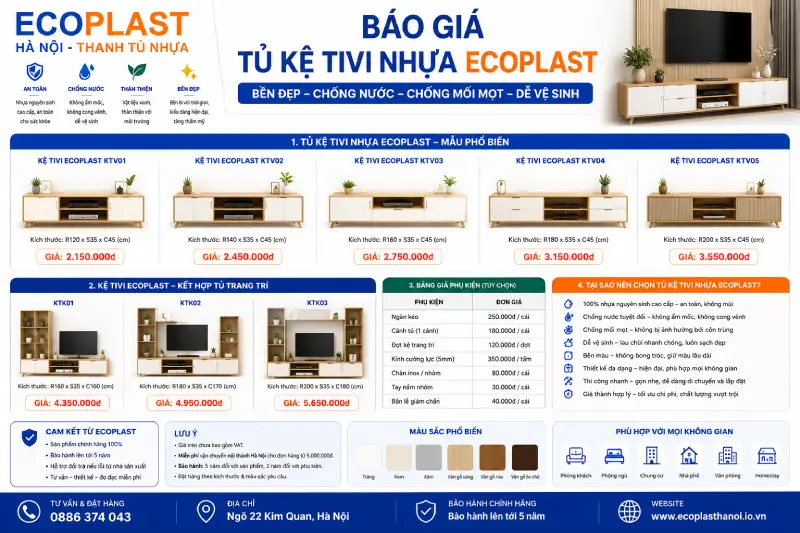 Báo giá tủ kệ tivi nhựa Ecoplast