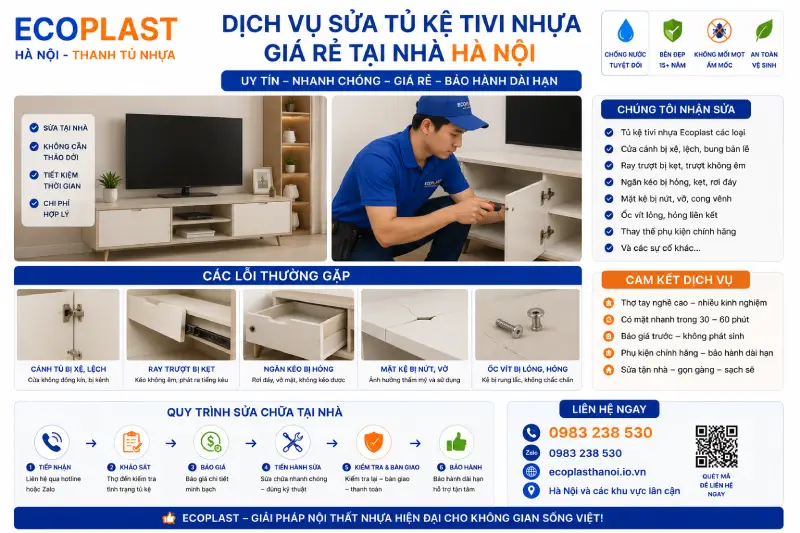 Các lỗi thường gặp & Dịch vụ sửa tủ kệ tivi nhựa giá rẻ tại nhà Hà Nội
