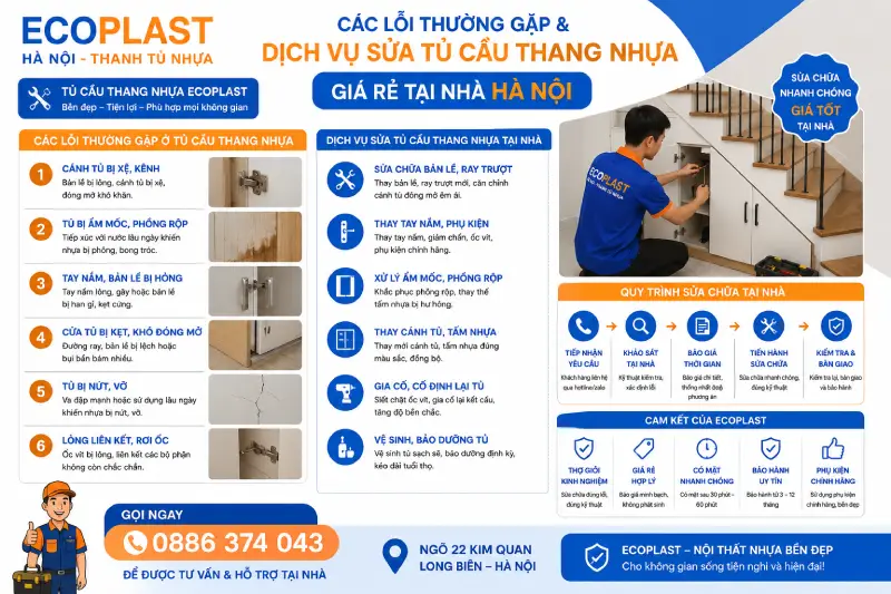 Các lỗi thường gặp & dịch vụ sửa tủ cầu thang nhựa giá rẻ tại nhà Hà Nội
