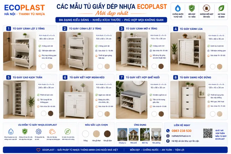 Các mẫu tủ giầy dép nhựa Ecoplast mới đẹp nhất hiện nay
