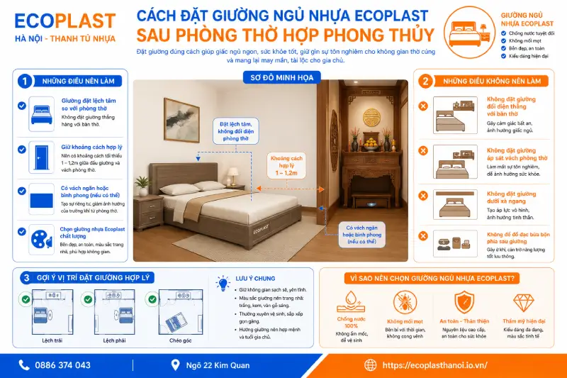Cách đặt giường ngủ nhựa Ecoplast sau phòng thờ
