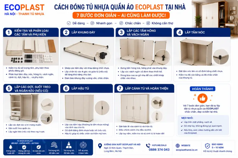Cách đóng tủ nhựa quần áo Ecoplast tại nhà bền đẹp