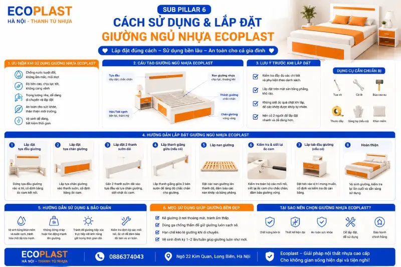 Cách sử dụng & lắp đặt giường ngủ nhựa Ecoplast