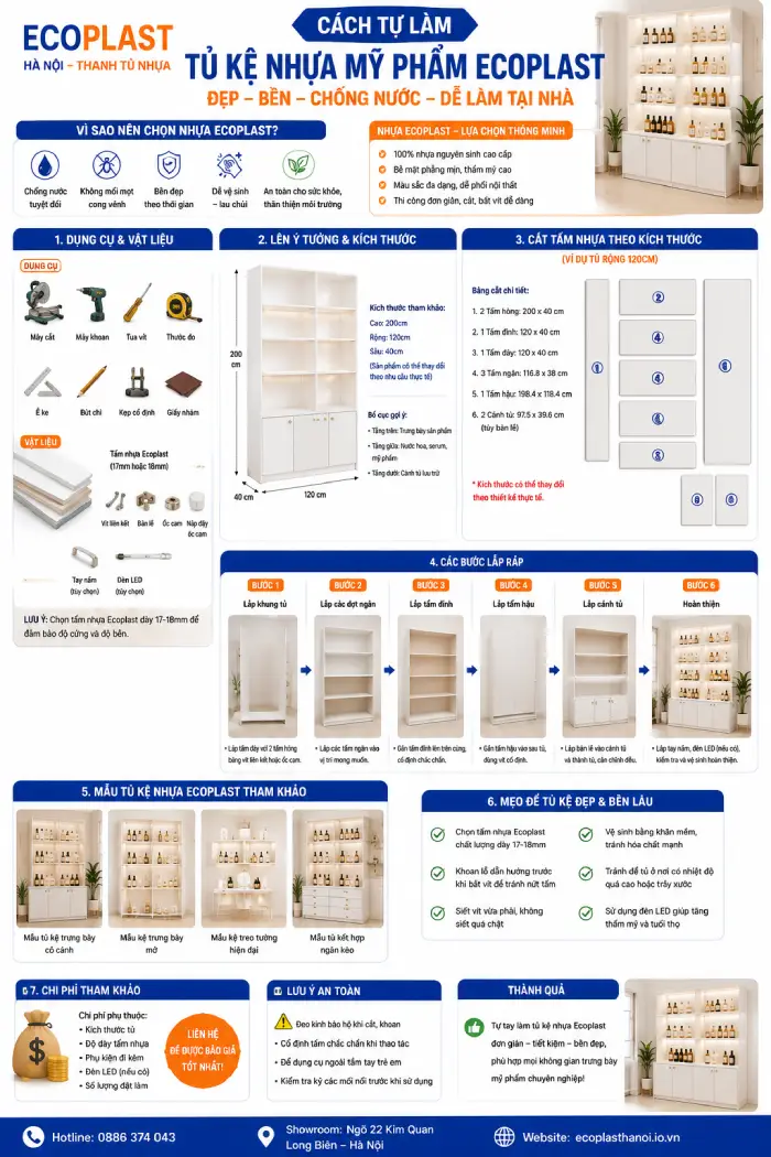 Cách tự làm tủ kệ nhựa mỹ phẩm Ecoplast tại nhà