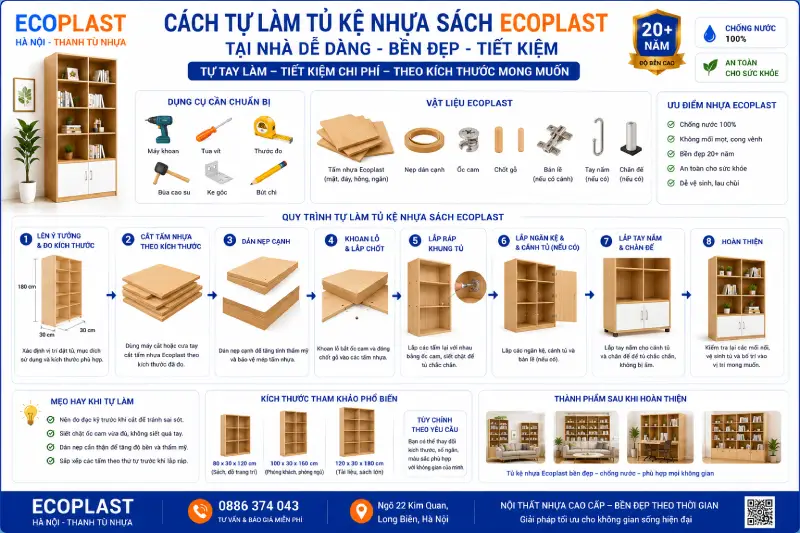 Cách tự làm tủ kệ nhựa sách Ecoplast tại nhà