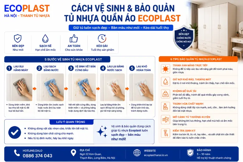 Cách vệ sinh & bảo quản tủ nhựa quần áo Ecoplast như mới