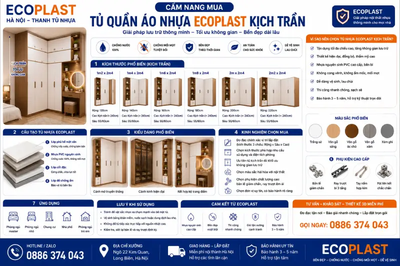 Cẩm nang mua Tủ quần áo nhựa Ecoplast kịch trần