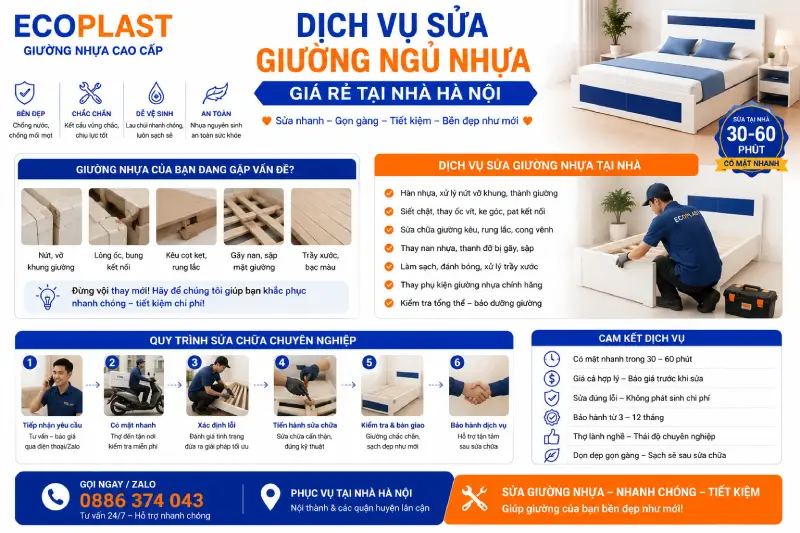 Dịch vụ sửa giường ngủ nhựa giá rẻ tại nhà Hà Nội