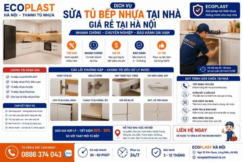 Dịch vụ sửa tủ bếp nhựa tại nhà giá rẻ tại Hà Nội