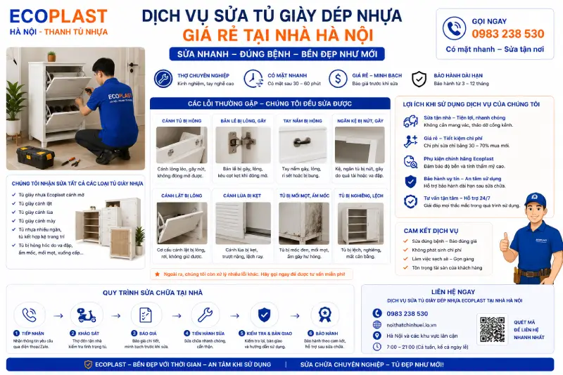 Dịch vụ sửa tủ giầy dép nhựa giá rẻ tại nhà Hà Nội