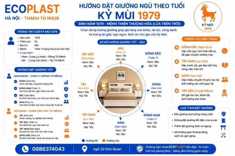 Hướng đặt giường ngủ Ecoplast theo tuổi Kỷ Mùi 1979
