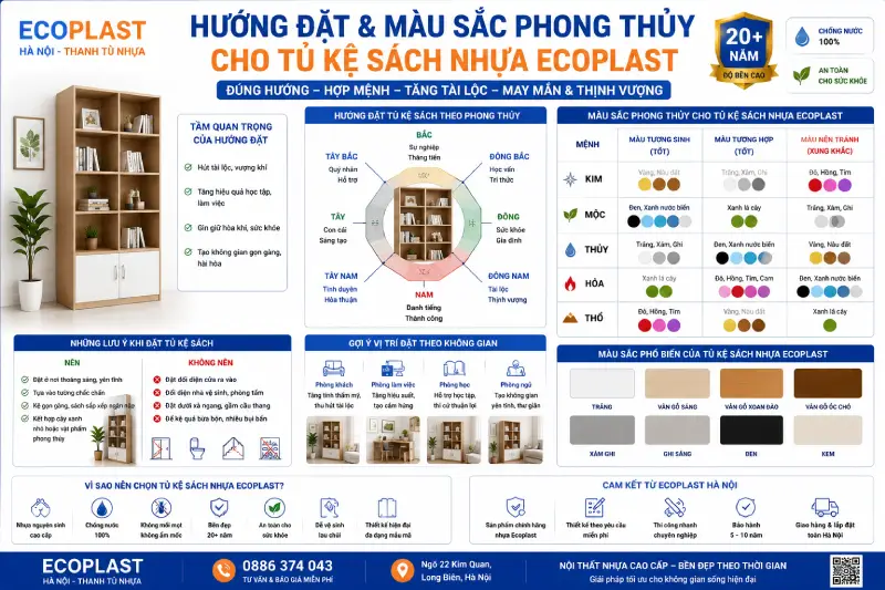 Hướng đặt & màu sắc phong thủy cho tủ kệ sách nhựa Ecoplast
