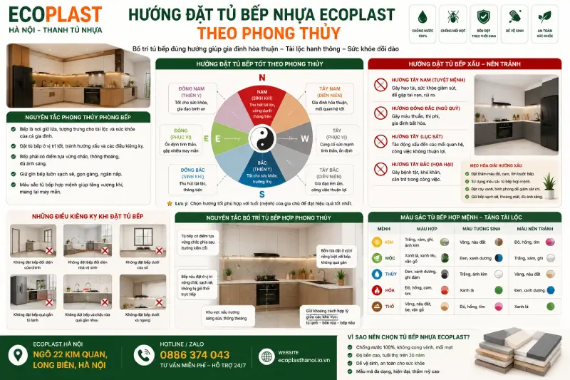 Hướng đặt tủ bếp nhựa Ecoplast theo phong thủy