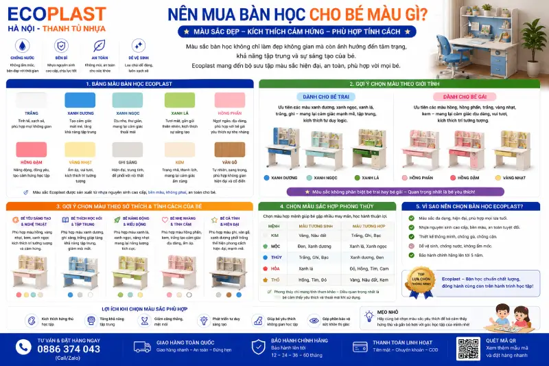 Nên mua bàn học cho bé màu gì