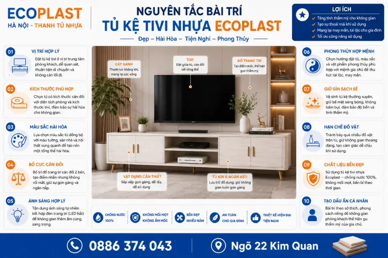 Nguyên tắc bài trí tủ kệ tivi nhựa Ecoplast