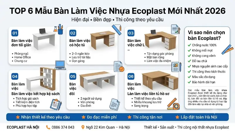 Những mẫu bàn làm việc nhựa Ecoplast mới nhất