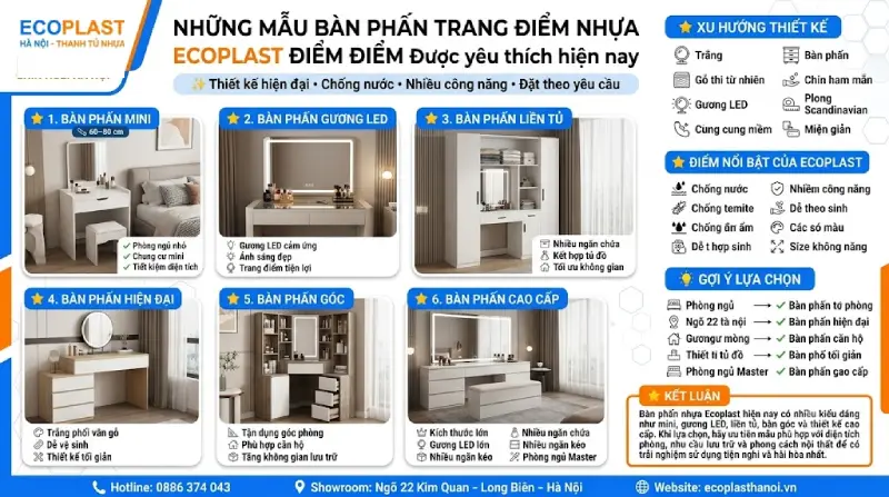 Những mẫu bàn phấn trang điểm nhựa Ecoplast mới nhất hiện nay