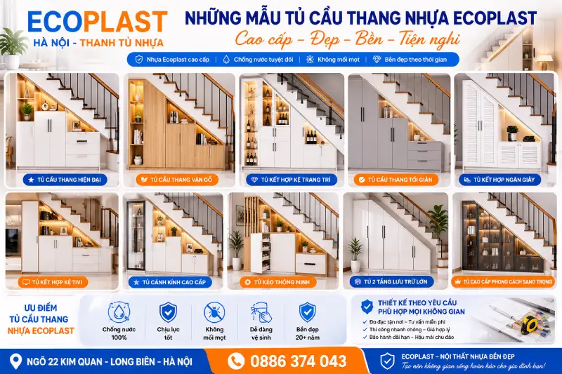 Những mẫu tủ cầu thang nhựa Ecoplast cao cấp đẹp