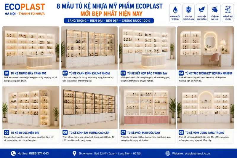 Những mẫu tủ kệ nhựa mỹ phẩm Ecoplast cao cấp đẹp