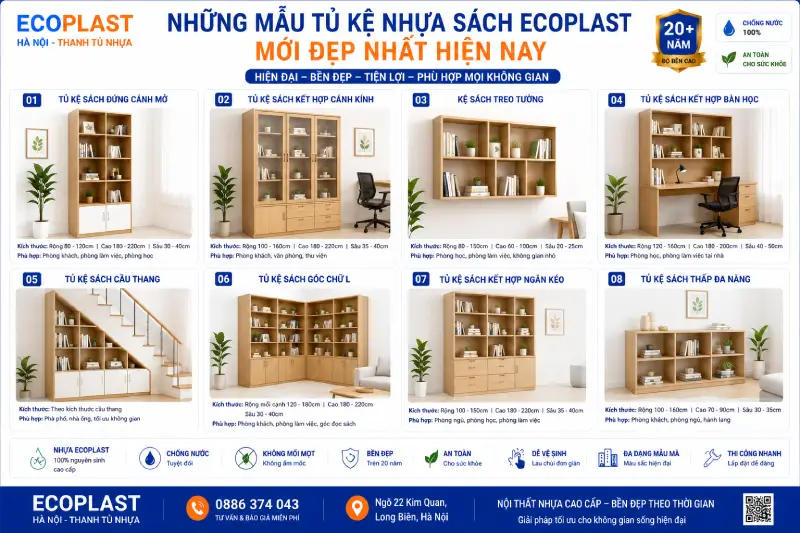 Những mẫu tủ kệ nhựa sách Ecoplast mới đẹp nhất hiện nay