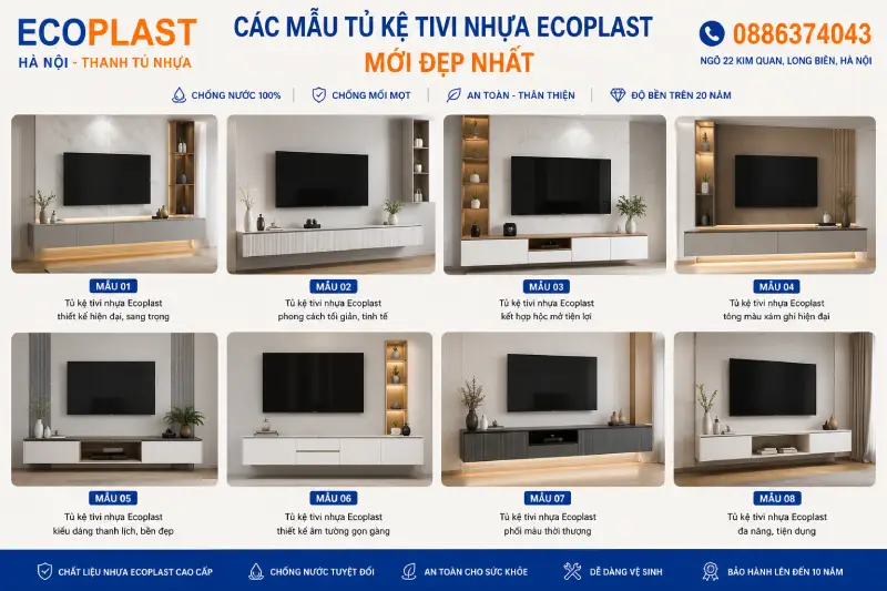 Những mẫu tủ kệ tivi nhựa Ecoplast thông minh cao cấp