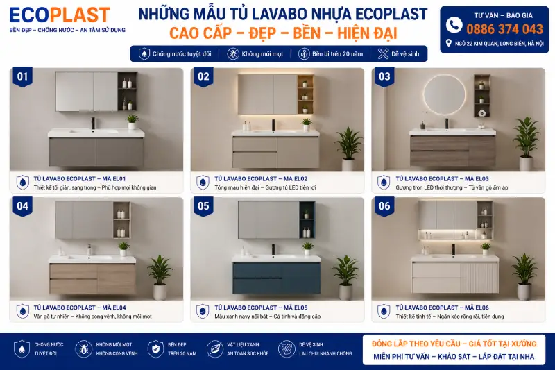 Những mẫu tủ lavabo nhựa Ecoplast cao cấp đẹp