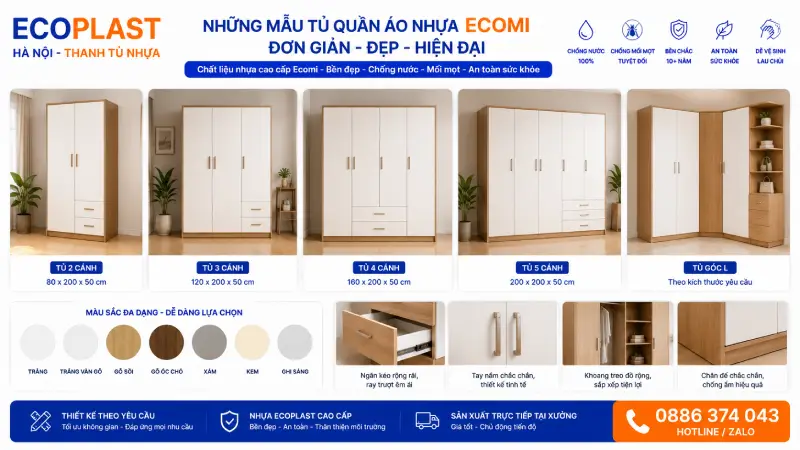 Những mẫu tủ quần áo nhựa Ecomi đơn giản đẹp