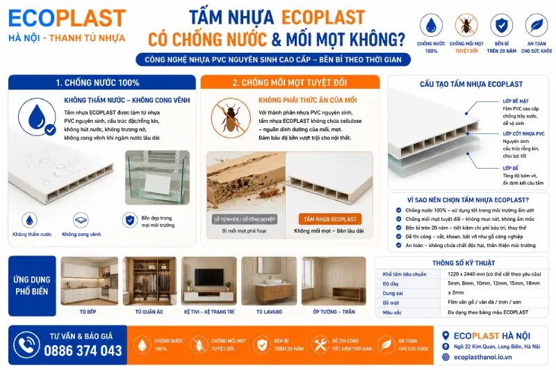 Tấm nhựa Ecoplast có chống nước & mối mọt không