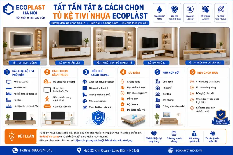 Tất tần tật & cách chọn Tủ kệ tivi nhựa Ecoplast