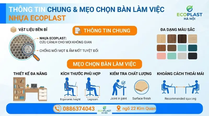 Tất tận thông tin chung & Mẹo chọn bàn làm việc nhựa Ecoplast