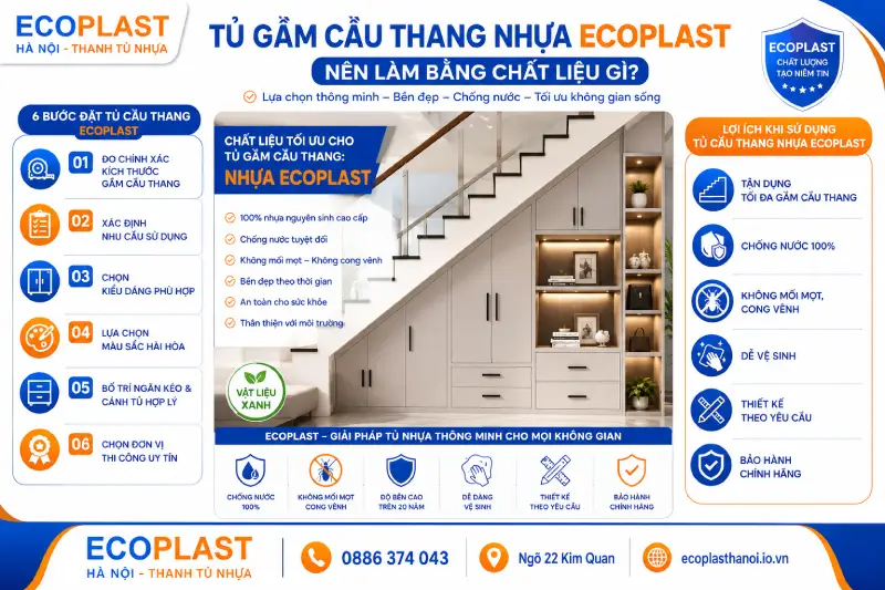 Tủ gầm cầu thang nên làm bằng chất liệu gì