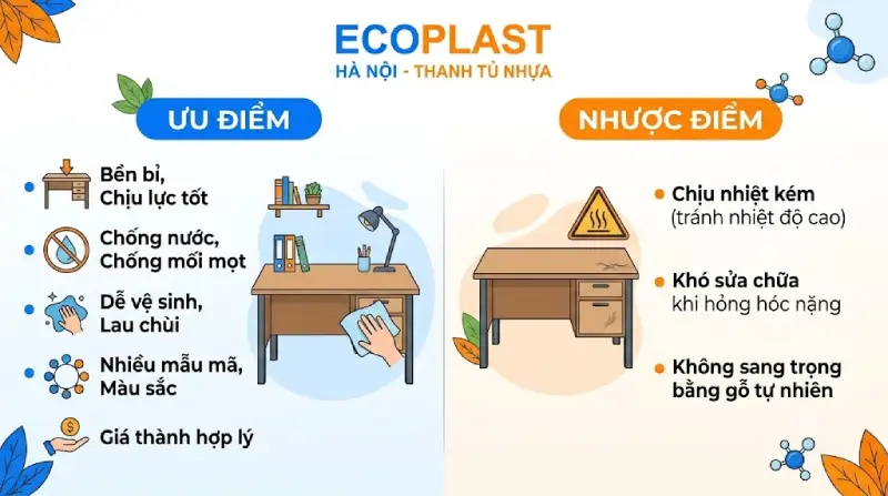 Ưu nhược điểm của bàn làm việc nhựa Ecoplast