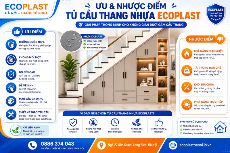 Ưu nhược điểm của tủ cầu thang nhựa Ecoplast