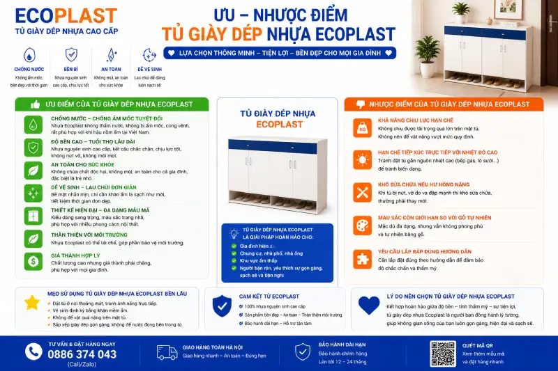Ưu nhược điểm của tủ giầy dép nhựa Ecoplast